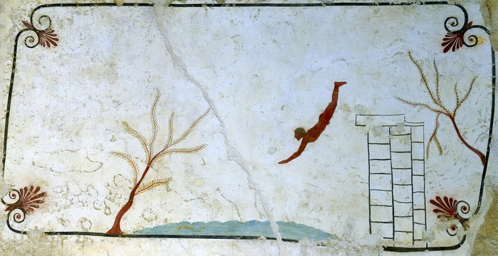 Ancient Greek Fresco in Paestum, Italy