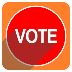 vote red flat icon isolated