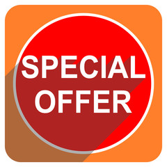 special offer red flat icon isolated