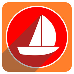 Fototapeta premium yacht red flat icon isolated