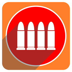 ammunition red flat icon isolated