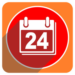 calendar red flat icon isolated