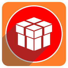 box red flat icon isolated