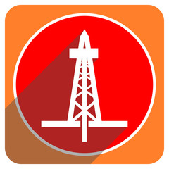 drilling red flat icon isolated