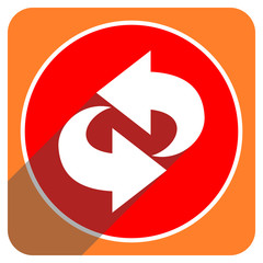rotation red flat icon isolated