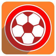 soccer red flat icon isolated