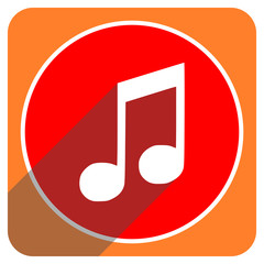 music red flat icon isolated