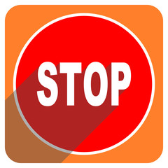 stop red flat icon isolated