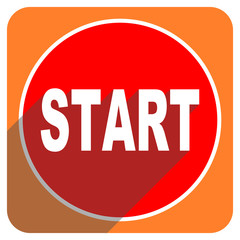 start red flat icon isolated