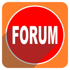 forum red flat icon isolated
