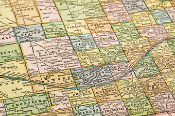 Nebraska on a vintage map