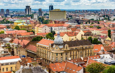 Naklejka premium Aerial view of Zagreb city center in Croatia