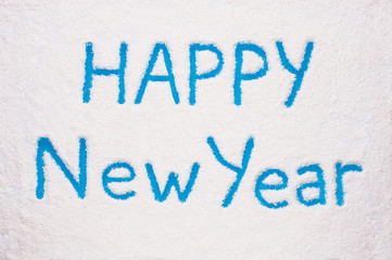 Happy New Year painted on frozen window