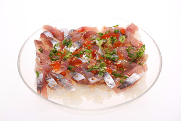 鰹のタタキとイクラ