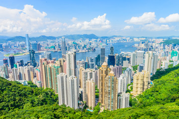 Obraz premium HONG KONG -August 8: Scene of the Victoria Harbour on August 8,
