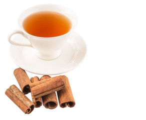 A cup of tea and cinnamon stick