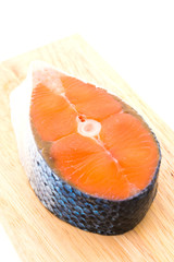 Salmon meat isolated on white background