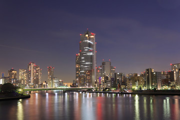 Fototapeta premium Skyscraper in Tokyo at dusk