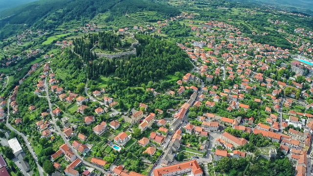 Sinj old town, aerial shot