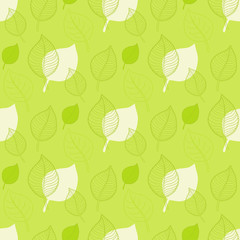 Seamless Autumn pattern,abstract green leaf