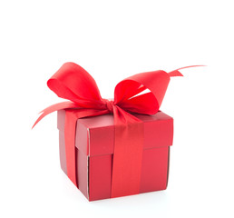 Red gift box isolated on white background