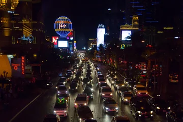 Foto auf Glas Traffic jam in Las Vegas  © Hanker