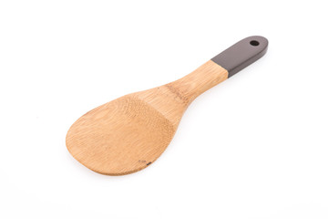 Rice wood spoon isolated on white background