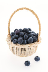 Blueberry basket isolated on white