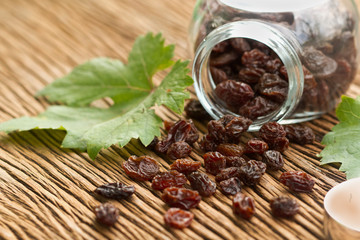 dry raisin in the glass