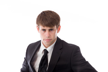 model isolated on plain background upset angry worried