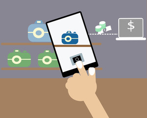 Buying good with mobile banking concept