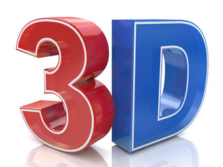 Illustration of 3D word logo written in red and blue color