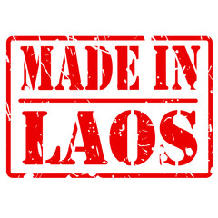 Made in laos red stamp text