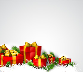 Christmas background with gift boxes.
