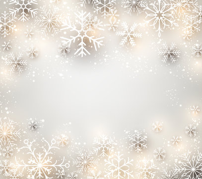 Christmas background with glowing snowflakes.