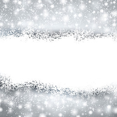 Fototapeta premium Silver christmas background with snow.