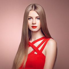 Fashion portrait of elegant woman with magnificent hair