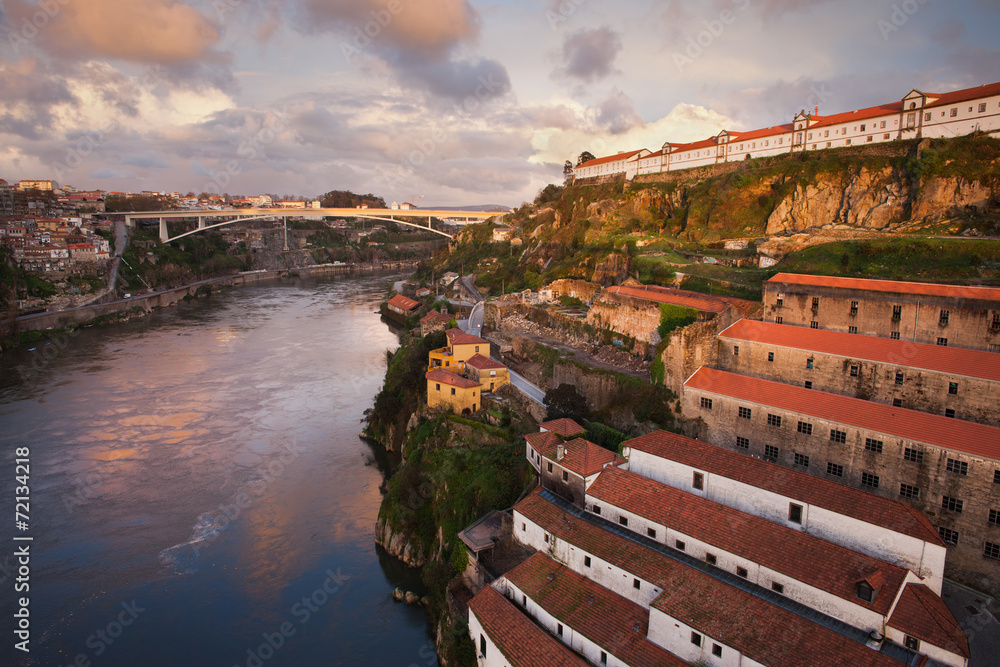 Wall mural city of porto at sunset in portugal