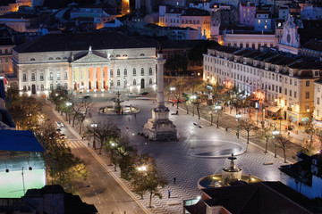 Rossio Square at Night in Portugal