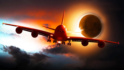 Passagierflugzeug landet bei Sonnenfinsternis