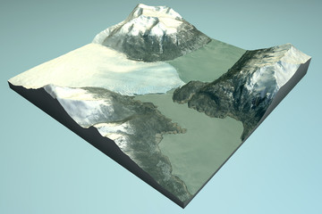 Perito Moreno, vista satellitare, ghiacciaio, sezione 3d mappa