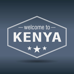 welcome to Kenya hexagonal white vintage label