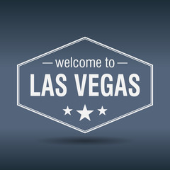 welcome to Las Vegas hexagonal white vintage label
