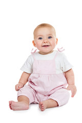 Baby is sitting on floor