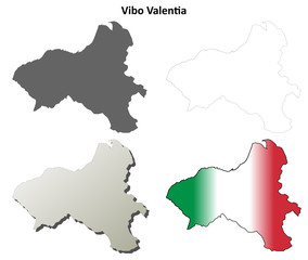 Vibo Valentia blank detailed outline map set