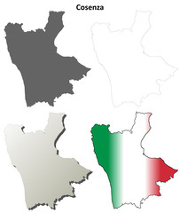 Cosenza blank detailed outline map set