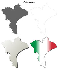 Obraz premium Catanzaro blank detailed outline map set