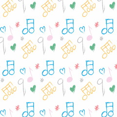 doodle pattern musical notes seamless texture
