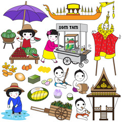 Thai icons and symbols illustration set