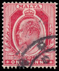 Stamp printed in Malta shows image of the George V